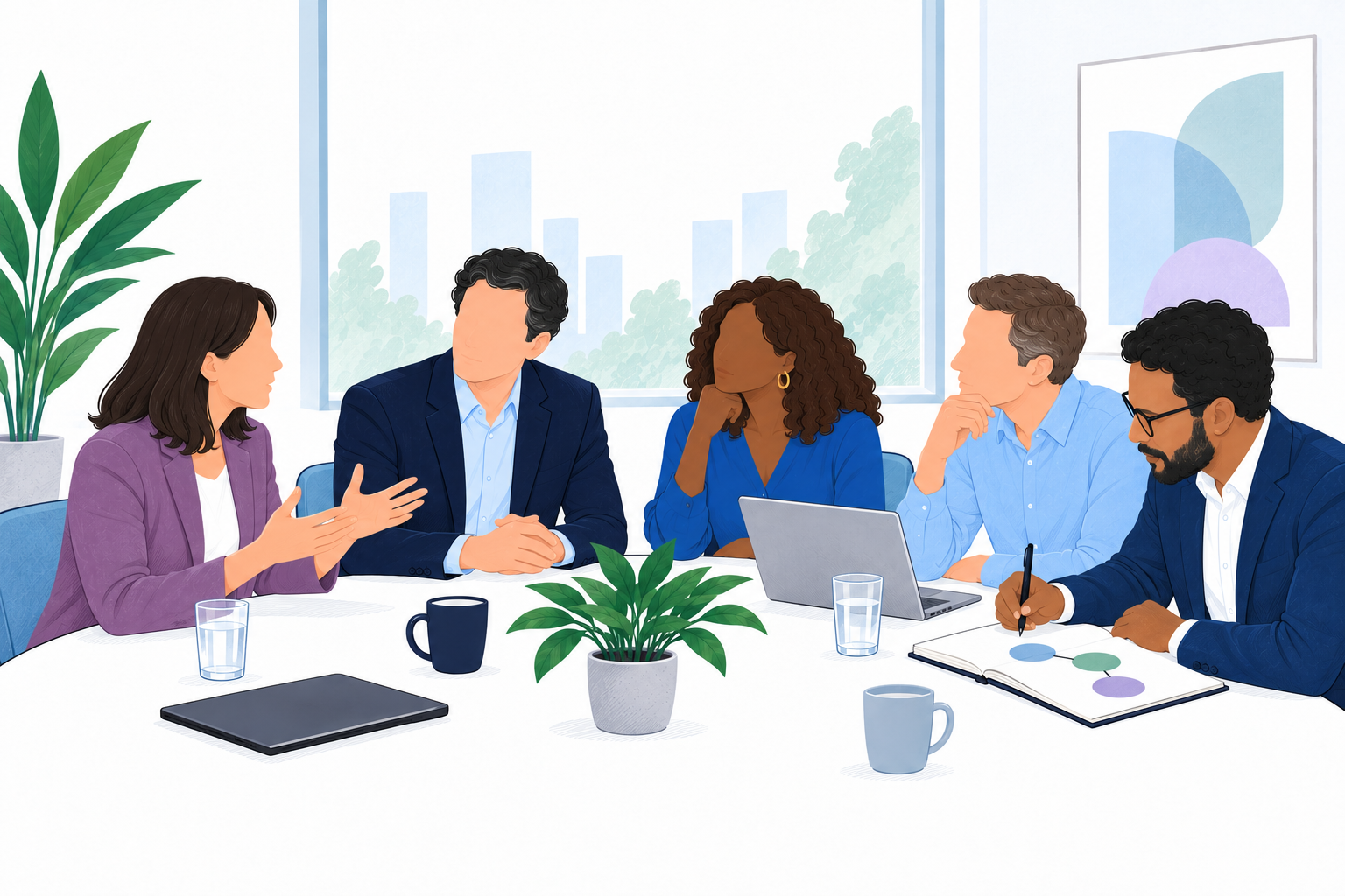 A SaaS sales and technical team listens to several stakeholders during a complex discovery conversation.